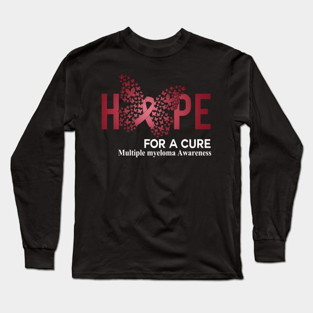 Hope For A Cure  Butterfly Gift Multiple myeloma Long Sleeve T-Shirt by HomerNewbergereq